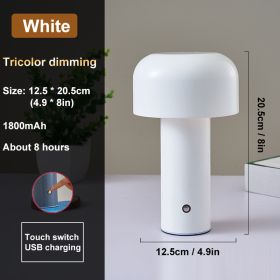 Rechargeable Mushroom Table Lamp with Touch Control for Bedside Decor. (Lampshade Color: White, Ships From: China)