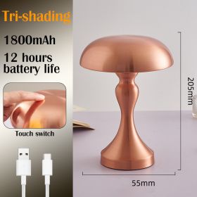 Rechargeable Nordic Mushroom LED Table Lamp with Touch Dimming (Ships From: CN, Emitting Color: B- Rose Gold)