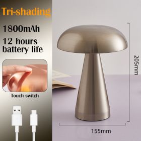 Rechargeable Nordic Mushroom LED Table Lamp with Touch Dimming (Ships From: CN, Emitting Color: A-Silver)