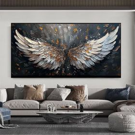 Abstract Feather Wings Canvas Wall Art for Living Room Decor. (Style: 01, size: 40x80cm)