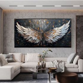 Abstract Feather Wings Canvas Wall Art for Living Room Decor. (Style: 01, size: 60x120cm)