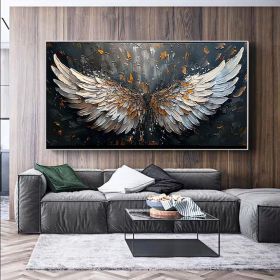 Abstract Feather Wings Canvas Wall Art for Living Room Decor. (Style: 01, size: 120x240cm)