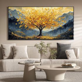 Large Golden Tree of Life Canvas Wall Art for Boho Home Decor. (Style: 01, size: 80x160cm)