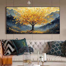 Large Golden Tree of Life Canvas Wall Art for Boho Home Decor. (Style: 01, size: 100x200cm)