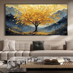 Large Golden Tree of Life Canvas Wall Art for Boho Home Decor. (Style: 01, size: 120x240cm)