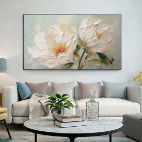 Minimalist Abstract White Floral Canvas Wall Art for Living Room Decor. (Style: 01, size: 40x80cm)