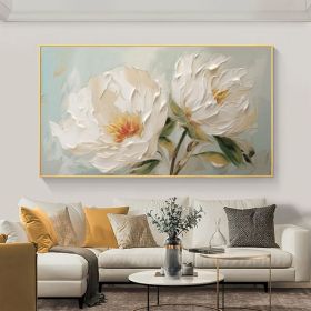 Minimalist Abstract White Floral Canvas Wall Art for Living Room Decor. (Style: 01, size: 70x140cm)