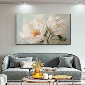 Minimalist Abstract White Floral Canvas Wall Art for Living Room Decor. (Style: 01, size: 100x200cm)