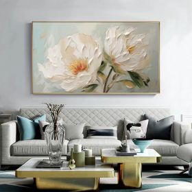 Minimalist Abstract White Floral Canvas Wall Art for Living Room Decor. (Style: 01, size: 120x240cm)