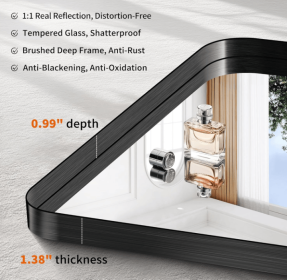 Rectangular Fog-Resistant Wall Mirror with Tempered Glass and Rounded Corners (AAR5076H38*38: AAR5076H48*32)
