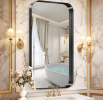 Rectangular Fog-Resistant Wall Mirror with Tempered Glass and Rounded Corners