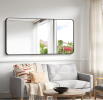 Rectangular Fog-Resistant Wall Mirror with Tempered Glass and Rounded Corners