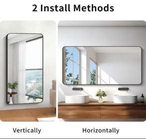 Rectangular Fog-Resistant Wall Mirror with Tempered Glass and Rounded Corners (AAR5076H38*38: AAR5076H40*30)