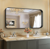 Rectangular Fog-Resistant Wall Mirror with Tempered Glass and Rounded Corners