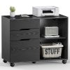 3 Drawer Mobile Rolling Lateral File Cabinet For Home Office And Kids Room