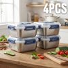 Yakimoto Extra-Large Stainless Steel Food Storage Containers with Airtight Lids.
