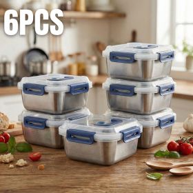 Yakimoto Extra-Large Stainless Steel Food Storage Containers with Airtight Lids. (Quantity: 6PCS)