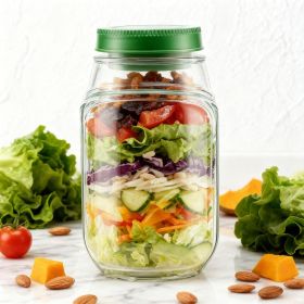 Leak-Resistant Salad Container with Dressing Cup and Side Opening. (Quantity: Salad Container-1PCS)