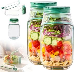 Leak-Resistant Salad Container with Dressing Cup and Side Opening. (Quantity: Salad Container-2PCS)