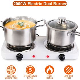 2000W Portable Double Burner Electric Hot Plate with 5 Heat Levels (title: default title)