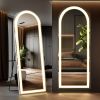 64x21-Inch LED Full-Length Mirror with 3-Color Lighting and Stand.