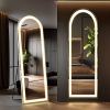 64x21-Inch LED Full-Length Mirror with 3-Color Lighting and Stand.
