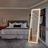 64x21-Inch LED Full-Length Mirror with 3-Color Lighting and Stand.