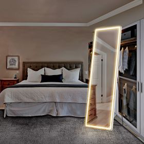 64x21-Inch LED Full-Length Mirror with 3-Color Lighting and Stand. (size: Right angles/21'64)