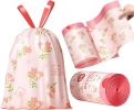60-Pack 4-Gallon Drawstring Trash Bags with Red Rose Print.