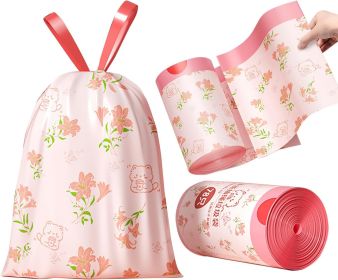 60-Pack 4-Gallon Drawstring Trash Bags with Red Rose Print. (size: Pink Lily Printed   312 Counts)