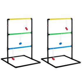Ladder Ball Toss Game Set with 6 Balls, Scoreboard and Carry Bag (Color: Black)