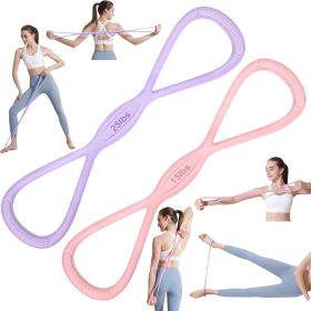 Figure 8 Resistance Band with Handles for Full-Body Exercise. (Color: 15lbs Pink+25lbs Purple)