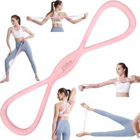 Figure 8 Resistance Band with Handles for Full-Body Exercise. (Color: 25lbs Pink)