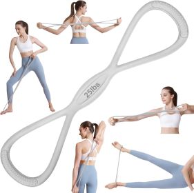 Figure 8 Resistance Band with Handles for Full-Body Exercise. (Color: 25lbs Grey)