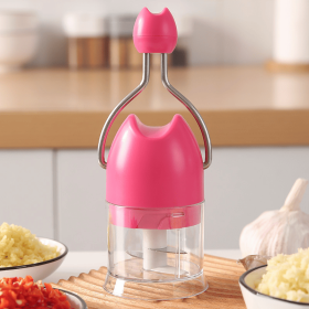 Manual 3-Blade Stainless Steel Food Chopper for Garlic, Onion and Vegetables (Style: Garlic Chopper - Pink)