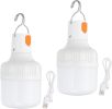 2-Pack Rechargeable 90W LED Camping Lanterns with 3 Lighting Modes and Hanging Hooks.