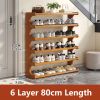 5/6-Tier Space-Saving Shoe Storage Rack with Wood Grain Finish.