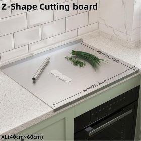 XXL 304 Stainless Steel Cutting Board with Anti-Slip Design. (size: Z-Shape 40cm×60cm)