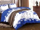 3-Piece Queen Blue and White Floral Duvet Cover Set with Pillowcases.