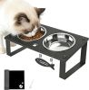 Elevated 10° Tilted Cat Bowl Stand with 2 Stainless Steel Bowls and Splash-Proof Mat