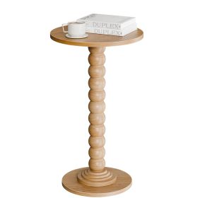 Round Side Table with Solid Wood Legs for Living Room and Bedroom. (Color: Wooden color)