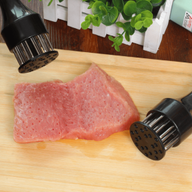 Stainless Steel Needle Meat Tenderizer with Non-Slip Handle. (Style: 16-needle black boxed)
