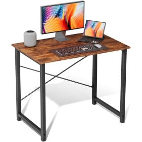 Modern Home Office Computer Desk with X-Shaped Reinforcement (Color: brown/31IN)