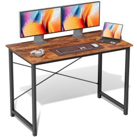 Modern Home Office Computer Desk with X-Shaped Reinforcement (Color: brown/40IN)