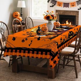 60x84-Inch Halloween Pumpkin, Castle and Ghost Rectangular Tablecloth (size: Halloween   60" x 120" (Rectangular))