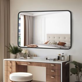 30x40-Inch Rectangular Matte Metal Framed Wall Mirror with Tempered Glass (size: 24X36IN)