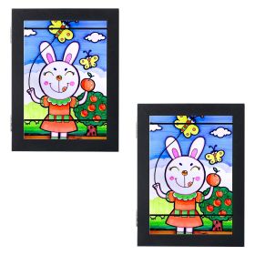 Kids Front-Opening Wooden Art Display and Storage Frame. (Color: Black, size: A4)