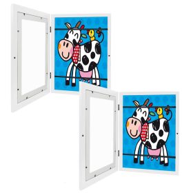 Kids Front-Opening Wooden Art Display and Storage Frame. (Color: White, size: A4)