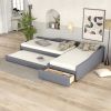 Upholstered Double Twin Size Daybed with Trundle and Drawer