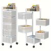5-Tier Rotating Metal Fruit and Vegetable Storage Trolley with Wheels.